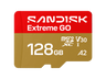 Tarjeta Micro SD - SANDISK Extreme GO, 128 GB, Hasta 240 MB/s de lectura, UHS-I, Vídeos en 5K y 4UHD, U3, V30, A2, C10, Apta Drones, Oro