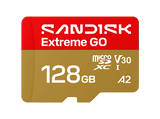 Tarjeta Micro SD - SANDISK Extreme GO, 128 GB, Hasta 240 MB/s de lectura, UHS-I, Vídeos en 5K y 4UHD, U3, V30, A2, C10, Apta Drones, Oro
