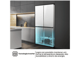 Frigorífico americano - Hisense RQ5P470SETE, Total No Frost, 178.5 cm, 483 l, WiFi, Inverter, Cristal Blanco