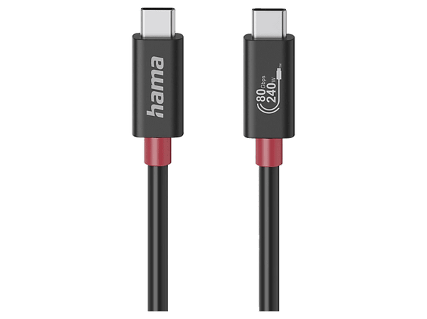 Cable USB-C - Hama 00200799, E-Marker, USB-C a USB-C, 1m, 240 W, Negro
