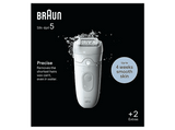 Depiladora - Braun Silk-épil 5-011, Tecnología Micro-Grip con 28 pinzas, Piel suave duradera, Wet&Dry, Blanco/Gris