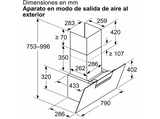 Campana decorativa - Balay 3BC587GNH, Serie cristal, 3 velocidades, 768 m³/h, Extra Silencio, Función eliminación total de humos, 80 cm, negro