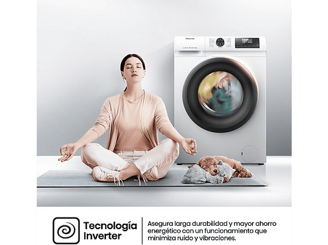 Lavadora carga frontal - Hisense WF1Q1041BW, 10 kg, 1400 Rpm, Función Vapor, Eficiencia A-20%, Blanco