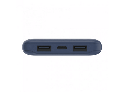 Powerbank - Belkin BPB011BTBL, 10000 mAh, Dos puertos USB-A de 12 W, Un puerto USB-C de 15 W, Azul