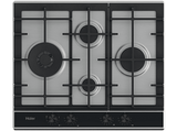 Placa gas - Haier Series 4 HAHG6D5XH,  4 quemadores,  Zona grande 13.8 cm, Rejillas hierro fundido, Preciflame, 60 cm, Inox