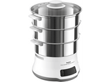 Vaporera - Tefal Convenient Series Deluxe VC502D10, 1.2 L, 900 W, 8 programas de cocción, 3 niveles, Acero Inoxidable, Blanco