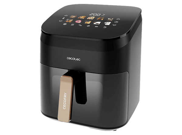 Freidora de aire - Cecotec Cecofry&Grill Smokin’ 6500, 2200W, 6.5L, Doble grill, 10 Menús, Ahumador integrado, Pizza maker, Negro
