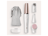 Depiladora facial - Braun FaceSpa Pro SE912, Depiladora facial Todo en 1, Con cepillo limpiador, Cabezal de microvibraciones, Blanco y bronce