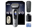 Afeitadora - Braun Afeitadora eléctrica NEVO 11000C, Tecnología AeroTouch, Centro de limpieza NEVO Care 7 en 1, Wet&Dry, Plata