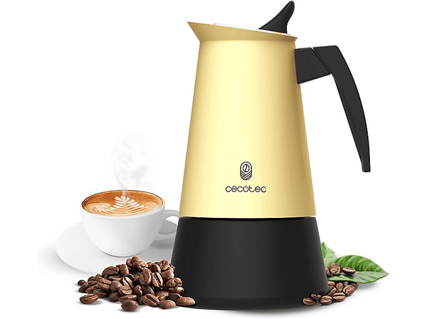 Cafetera tradicional - Cecotec Piccolina 600, Acero inoxidable, 6 Tazas, 300 ml, Beige