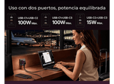 Cargador de pared - Baseus PicoGo AH22,  100W, USB-C, Carga ultrarrápida simultánea, Triple puerto, Pantalla inteligente, Con cable 1m, Dark Cherry