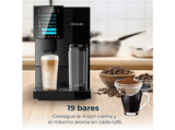 Cafetera superautomática - Cecotec Cremmaet CompactCcino Black, 19 bar, 1350 W, 400 ml, Altura regulable, Display táctil, Molinillo integrado, Black