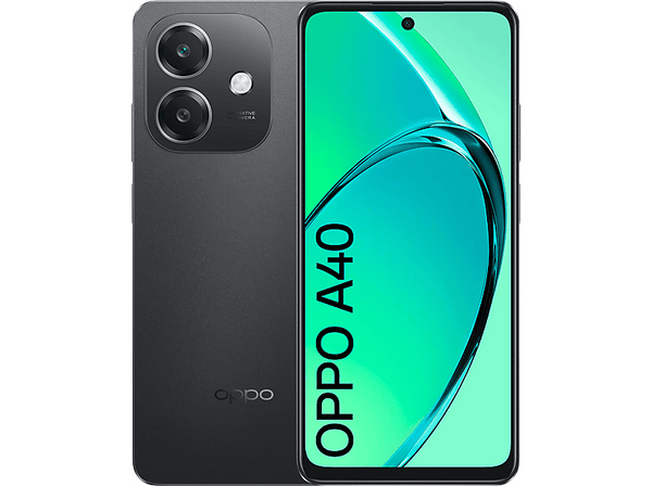 Móvil - OPPO A40, Sparkle Black, 128 GB, 4 GB RAM, 6.72" LCD HD+ 90Hz, Qualcomm® Snapdragon® 6s 4G Gen1, 5100 mAh, Android