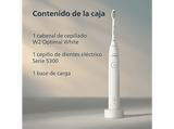Cepillo eléctrico - Philips Sonicare HX7108/01 Serie 5300, Autonomía de 21 días, Tecnología sónica, Sensor de presión, 2 velocidades, blanco