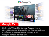 TV LED 55 - TCL 55P635, LCD, 4K HDR TV, Google TV, Control por voz, Smart TV, Dolby Audio, HDR10, Negro