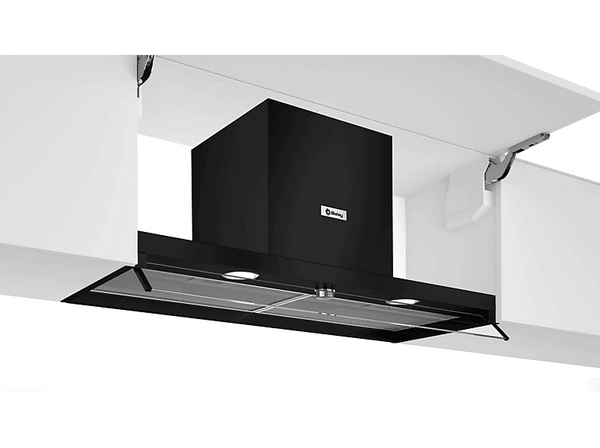 Campana grupo filtrante - Balay 3BD896MN, 3 velocidades, 620 m³/h, 90 cm, Visera protectora, Control Mecánico, Cristal Negro