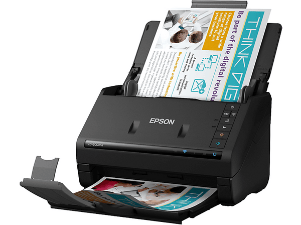 Escáner - Epson WorkForce ES-500WII, Inalámbrica, 600 x 600 DPI, 35 ppm, 30 bits, ReadyScan LED, Negro