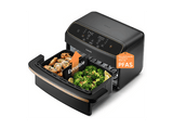 Freidora de aire - Cosori Twinfry™ Dual Blaze Compact, 8.6 l, 2700 W, 240 °C, 2 Cestas, Negro