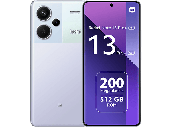 Móvil - Xiaomi Redmi Note 13 Pro+ 5G, Aurora Purple, 512 GB, 12 GB RAM, 6.67" AMOLED 1.5K, MediaTek Dimensity 7200, 5000 mAh, Android