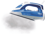 Plancha de vapor - Ufesa PV3280, Suela cerámica, 0.33 l, Golpe de vapor 180 g/min, Sistema antical, Azul/Blanco