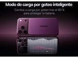 Powerbank - Baseus Picogo Air AM71, 5000 mAh, 22,5W, Carga inalámbrica 15W, USB-C, Ultrafina, Certificado CCC, Dark Cherry