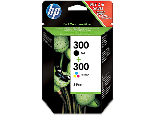 Cartucho de tinta - HP 300 Pack 2 Combo, Negro y Tricolor, CN637EE