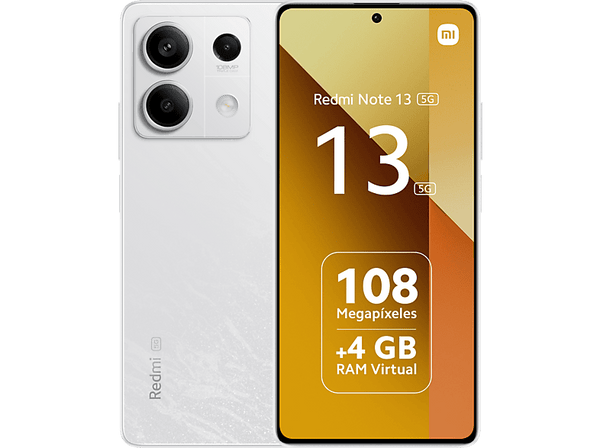 Móvil - Xiaomi Redmi Note 13 5G, Blanco, 256 GB, 8 GB RAM, 6.67" AMOLED FHD+, MediaTek Dimensity 6080, 5000 mAh, Android