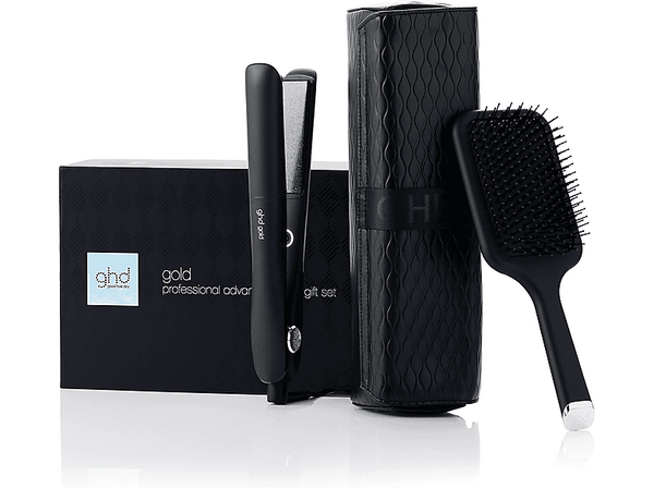 Plancha de pelo - ghd Gold gift set, Cerámica,  185 °C, Tecnología dual-zone, Calentamiento rápido 25s, Negro