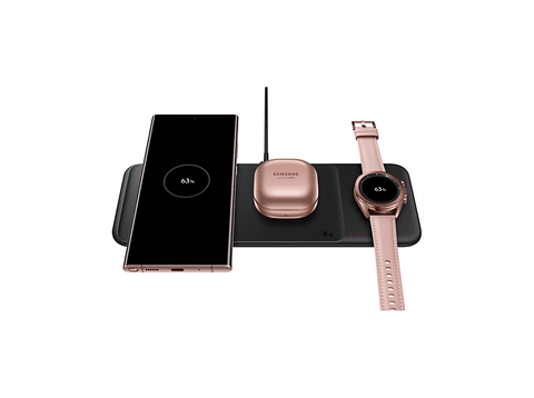 Cargador inalámbrico - Samsung Wireless Charger Trio, Para dispositivos Samsung/ Apple, USB-C, Blanco