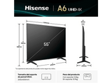 TV LED 55 - Hisense 55A6Q, UHD 4K, Quad Core/MT9603,  IA 4K Upscaler, Modo Juego Plus, Control por voz, Negro