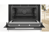 Horno compacto con microondas - Bosch CMG7761B1, Convencional, Limpieza Pirolítica y con agua, 45 l, Aire caliente 4D, Home Connect , 60 cm, Negro