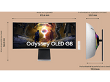 Monitor gaming - Samsung Odyssey G8 LS34DG850SUXEN, 34  UWQHD, 175 Hz, 0.03 ms, OLED, Curvo, FreeSync Premium Pro, Altura ajustable, Plata