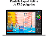 Apple MacBook Air (2022) MLY03Y/A, 13.6 Retina, Chip M2 Apple, CPU de 8 núcleos, GPU de 10 núcleos, 8GB RAM, 2TB de SSD, USB-C 70W, Plata