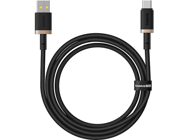Cable USB - Baseus Dura, USB a USB-C, 100 cm, 60W, Carga rápida, Ultrarresistente, Negro y Dorado