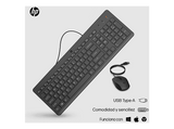 Pack Teclado + Ratón - HP HP150, USB-A, Indicadores LED, Recorrido de teclas de perfil bajo, Negro