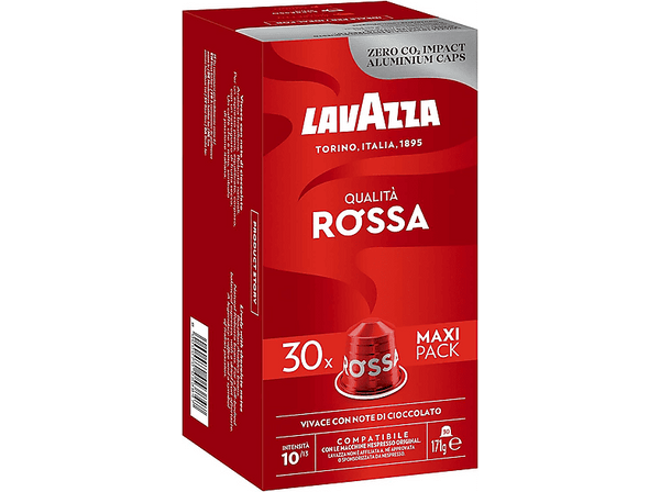 Cápsulas monodosis - Lavazza Qualità Rossa, Robusta y Arábica, Tueste italiano, Compatible con Nespresso, 30 cápsulas