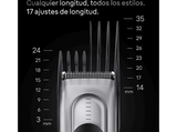 Cortapelos - Braun Series 7 HC7590, Memoria SafetyLock, 17 ajustes de longitud, 2 peines, Base de carga, 50 min autonomía , Gris