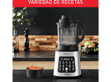 Batidora de vaso - Moulinex Perfectmix Cook LM835D, 1400 W, 2 L, 6 Cuchillas Powelix, Recetas Frías y Calientes, 10 programas, Táctil, Inox.