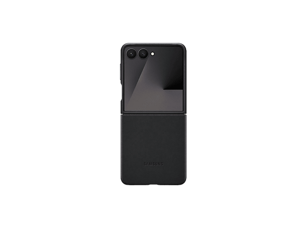 Funda móvil -  Samsung, Para Samsung Galaxy Z Flip7, Cuero Vegano, Negro