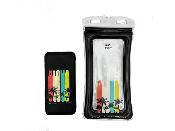 Powerbank - Belyo Aloha + Funda, Batería 10.000 mAh, Resistente salpicaduras, Multicolor