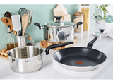 Olla - Tefal Primary set E308S, 11 piezas, Cazo 16 cm, Cacerolas 18/20/24, Tapas de cristal, Espátula, Cuchara, Cucharon, Acero inoxidable, Inducción