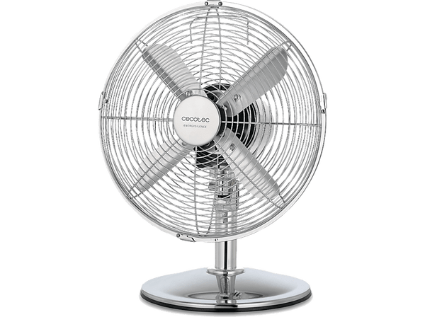 Ventilador de sobremesa - Cecotec EnergySilence 620 RetroDesk, 40 W, 4 aspas, 3 velocidades, Oscilación, Plata