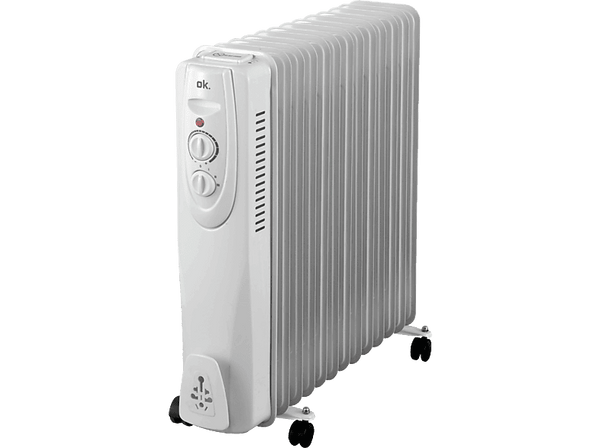 Radiador - OK ORO 1312524 ES, 2500W, 3 niveles calor, 13 elementos, Protección sobrecalentamiento, Blanco