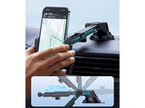 Soporte de móvil para coche - Baseus Go UltraControl, Universal, Sistema de ventosa ultrapotente, Ajustable, Rotación 360º,  Negro Cluster