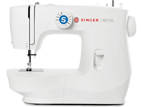 Máquina de coser - Singer M2105, 8 puntadas, Ojal en 4 pasos, Brazo libre, Luz LED, Blanco