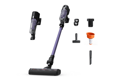 Aspirador escoba - Rowenta X Pert 5.80 RH5A32, Potencia succión 120 AW, 60 min, Cepillo multisuperficie, Pantalla digital, Alta filtración, Violeta