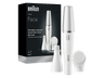 Depiladora facial  - Braun FaceSpa 810, Depilación y sistema de limpieza facial, Wet&Dry, Blanco/Plata