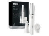 Depiladora facial  - Braun FaceSpa 810, Depilación y sistema de limpieza facial, Wet&Dry, Blanco/Plata