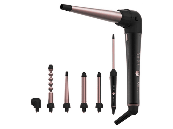 Rizador - Cecotec SurfCare MultiWaves, 5 cabezales, 140 a 200 ºC, Estuche, Guante térmico, Pinzas, Negro