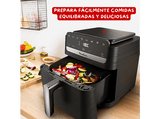 Freidora de aire - Moulinex Easy Fry Mega Compact EZ8618, 7.5 L, Hasta 8 raciones, Pantalla táctil, 8 Programas automáticos, Diseño compacto, Negro